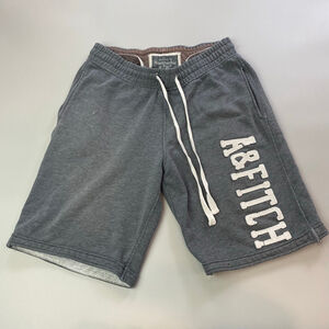 Men's Abercrombie & Fitch Sweat Shorts Large Grey Spell Out French Terry
